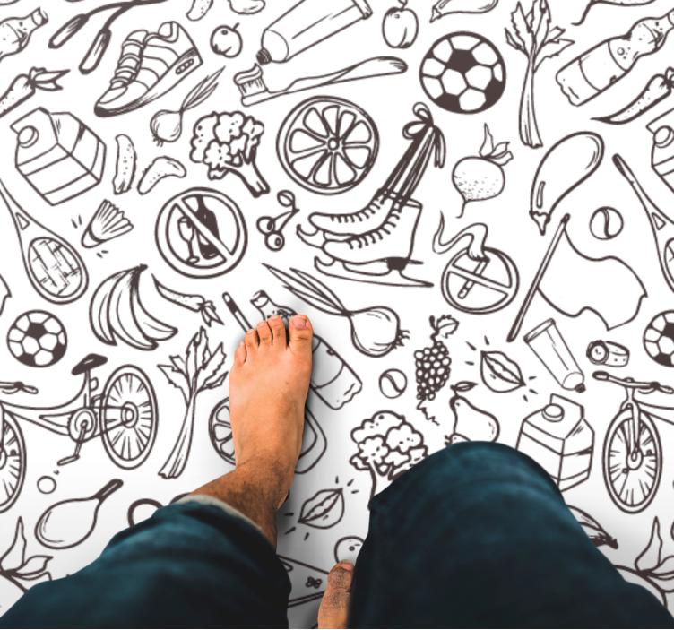 Actieve levensstijl iconen vinyl tapijt voor meer kinderen - TenStickers
