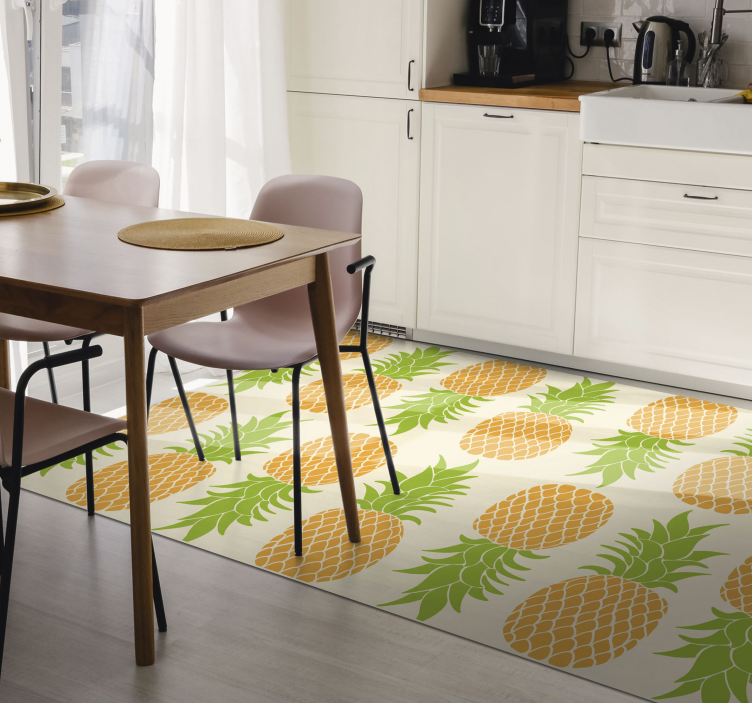 Ananas patroon vinyl tapijt bloemen en planten - TenStickers