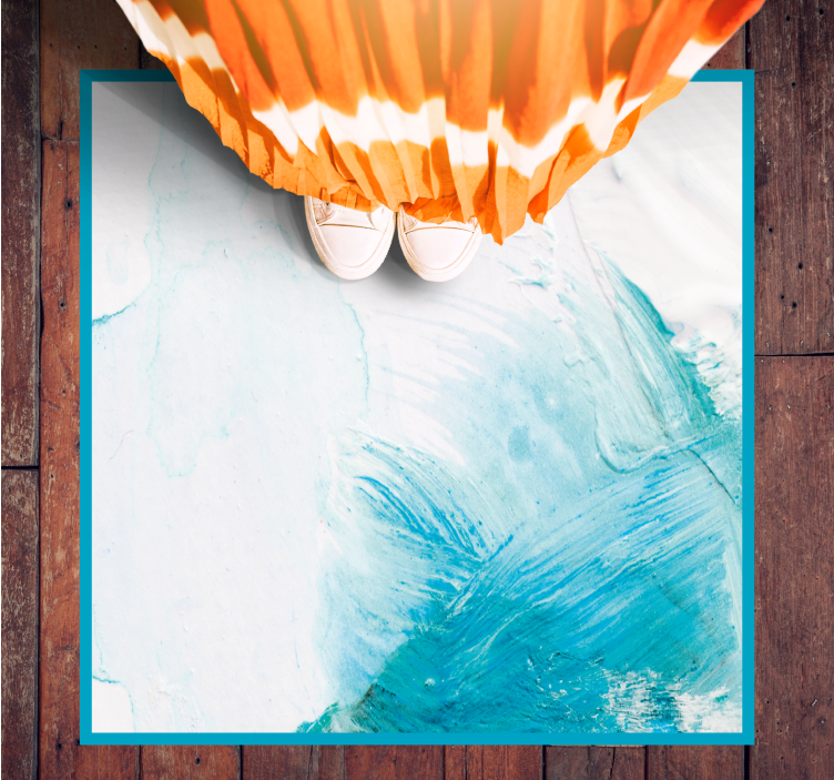 Aqua penseelstreken vinyl tapijt andere textuur - TenStickers