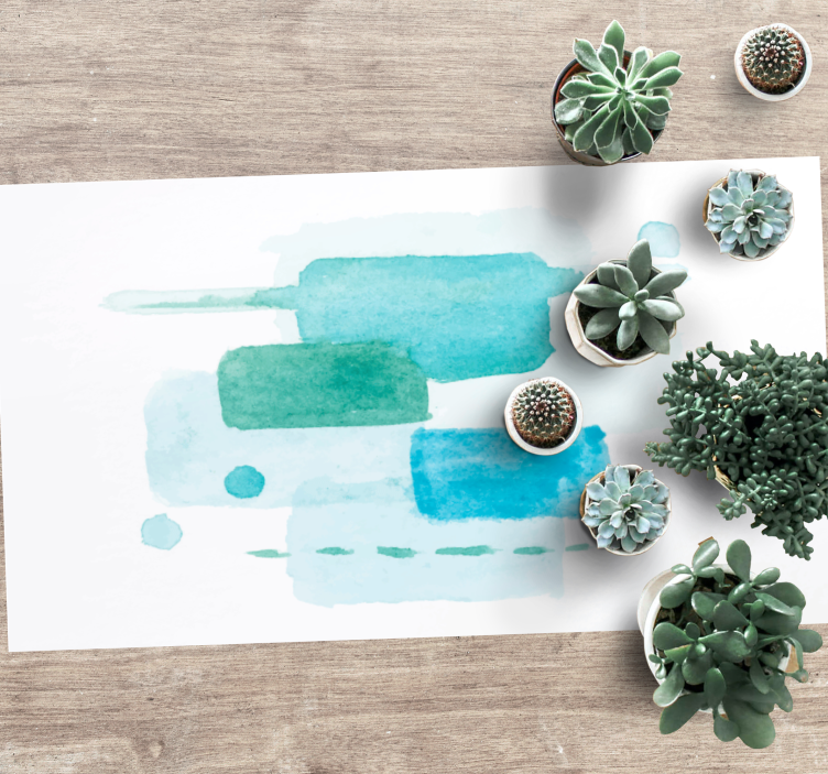 Aquatische kleurblokken vinyl tapijt woonkamer - TenStickers
