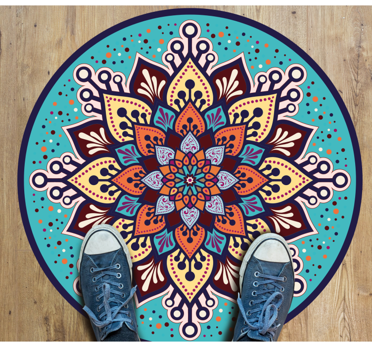 Arte colorido en círculo vinyl tapijt mandala - TenStickers