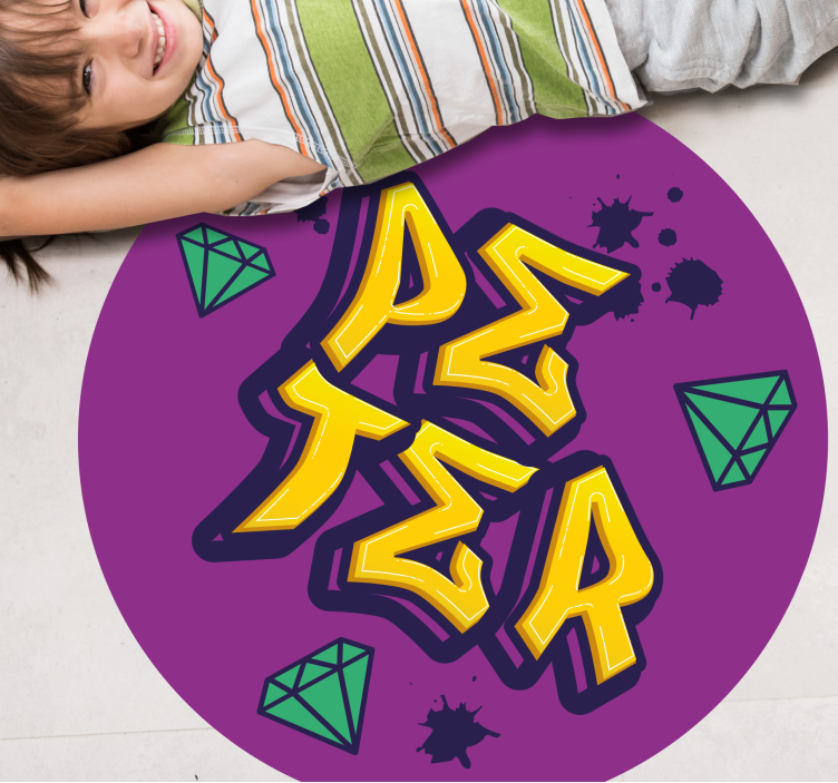 Arte y diamantes vinyl tapijt met naam - TenStickers