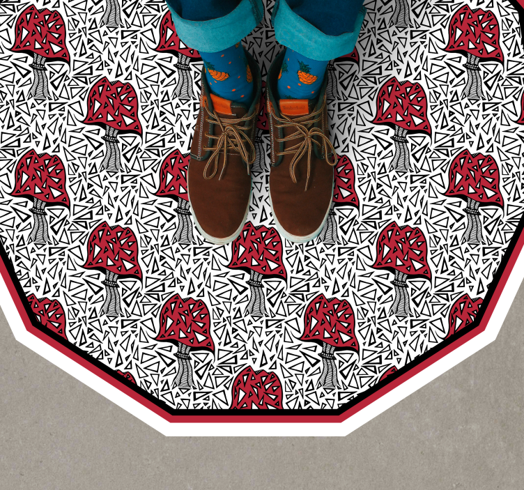Artistiek paddenstoelmotief vinyl tapijt natuur - TenStickers