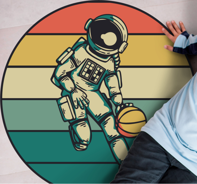 Astronaut basketbal spelen vinyl tapijt spel - TenStickers
