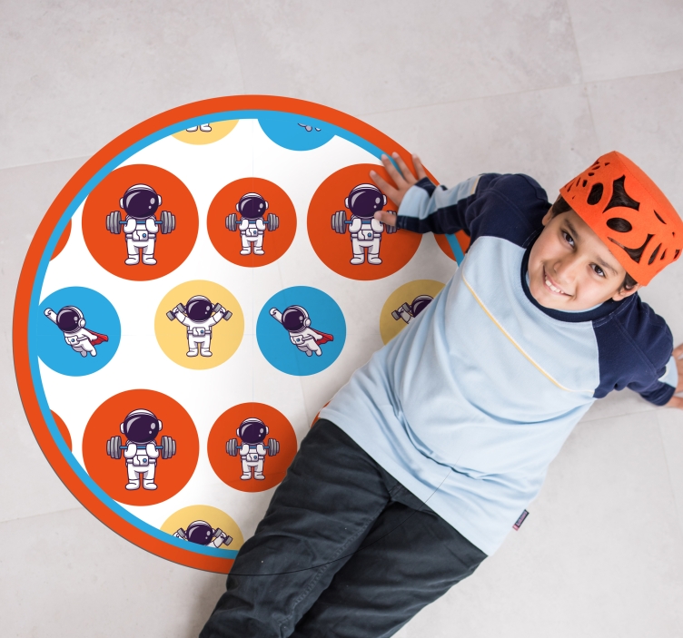 Astronautenfitness vinyl tapijt voor meer kinderen - TenStickers