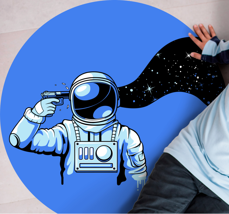 Astronaut kosmische scène vinyl tapijt tiener - TenStickers