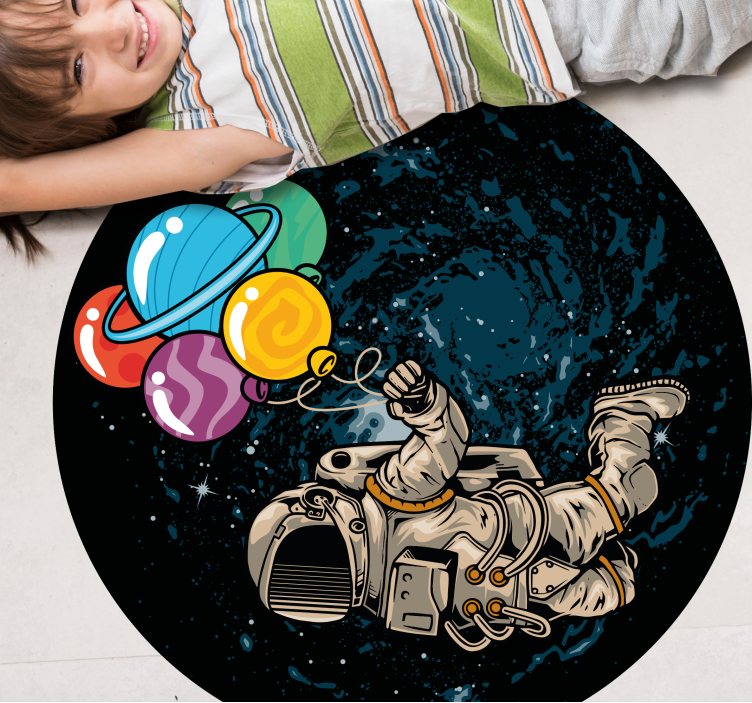 Astronaut met ballonnen vinyl tapijt voor meer kinderen - TenStickers