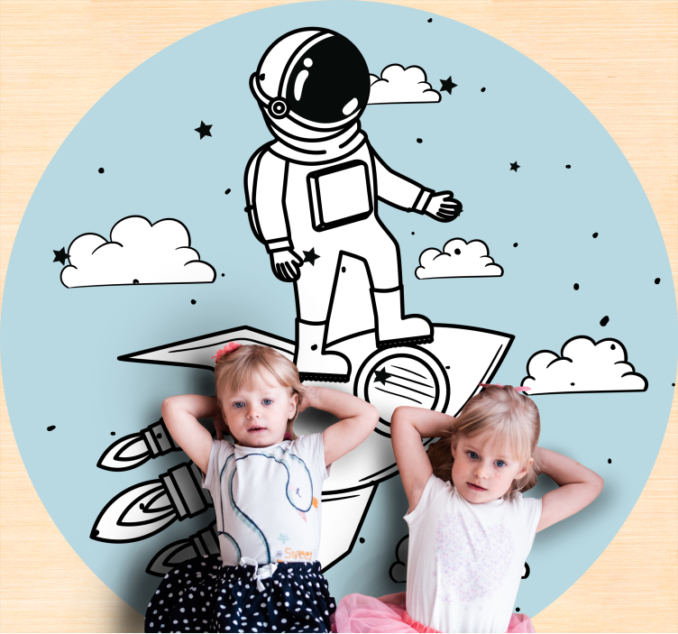 Astronaut raket avontuur vinyl tapijt kind - TenStickers