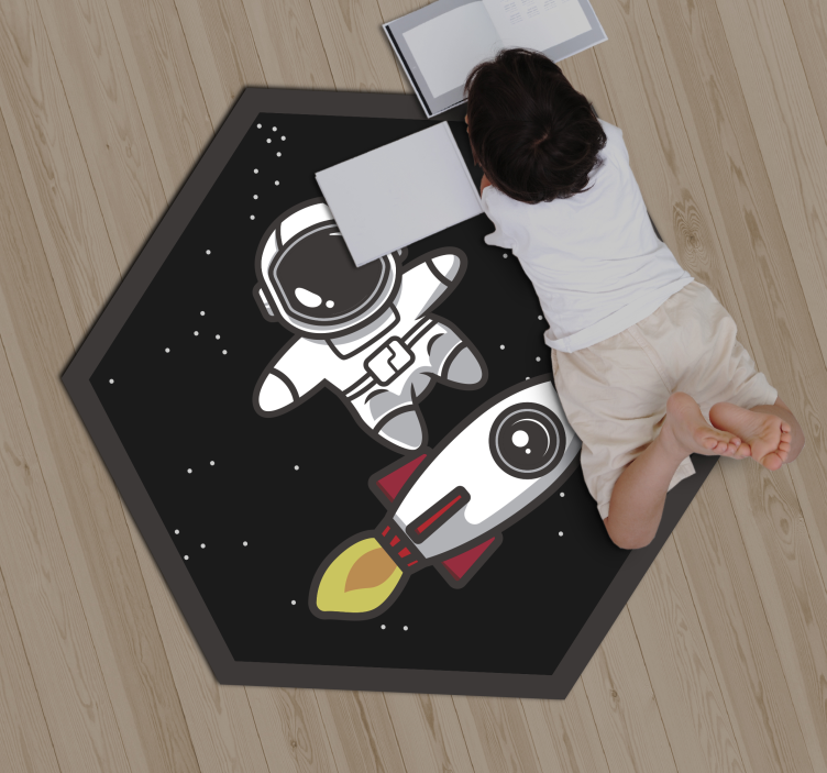 Astronautenavontuur vinyl tapijt kind - TenStickers