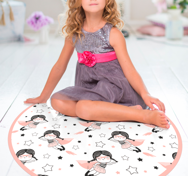 Ballerina cirkelvormig speelterrein vinyl tapijt kind - TenStickers
