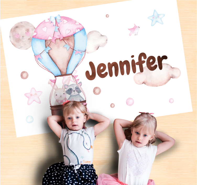 Ballonvaren vinyl tapijt met naam - TenStickers