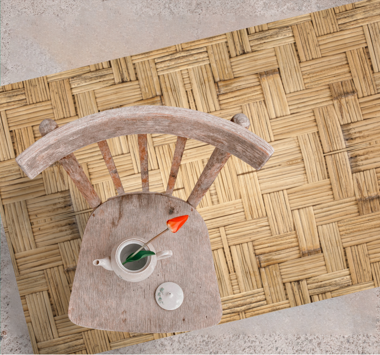 Bamboe weefstijl vinyl tapijt woonkamer - TenStickers