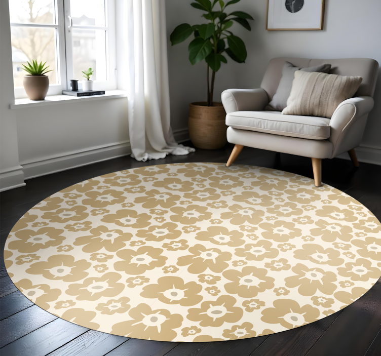 Beige klaprozen vinyl tapijt bloemen en planten - TenStickers