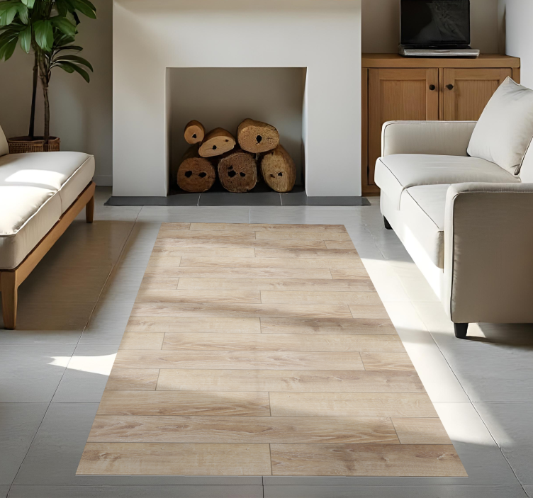 Beige parketvloer vinyl tapijt met houtstructuur - TenStickers