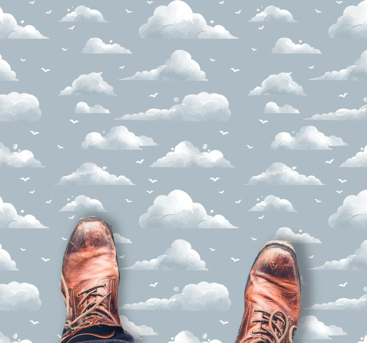 Bewolkte luchtpatroon vinyl tapijt baby - TenStickers