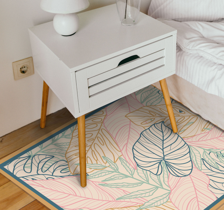 Bladachtige tropische patronen vinyl tapijt natuur - TenStickers