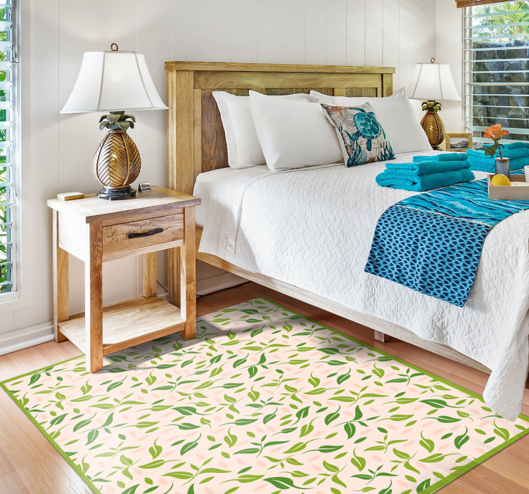 Bladpatroon accenten vinyl tapijt bloemen en planten - TenStickers