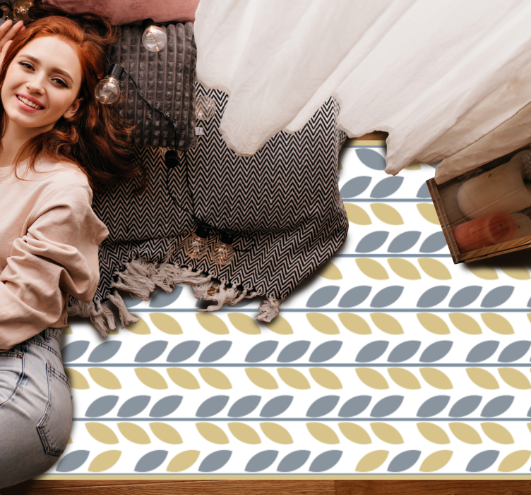 Bladpatroon strepen vinyl tapijt natuur - TenStickers