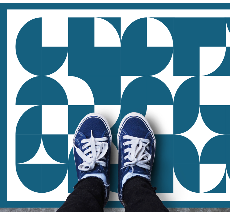 Blauw abstract motief vinyl tapijt geometrisch - TenStickers