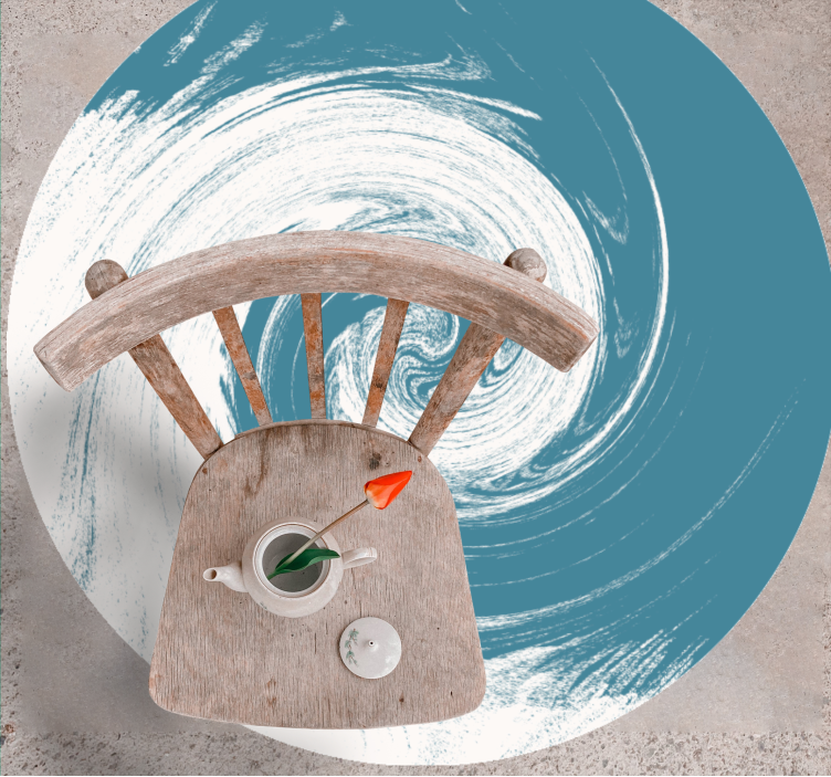 Blauw abstracte golf veeg vinyl vloerkleed rond - TenStickers