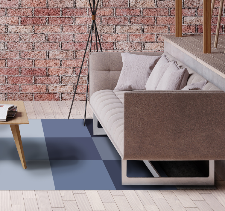 Blauw geruit patroon vinyl tapijt geometrisch - TenStickers