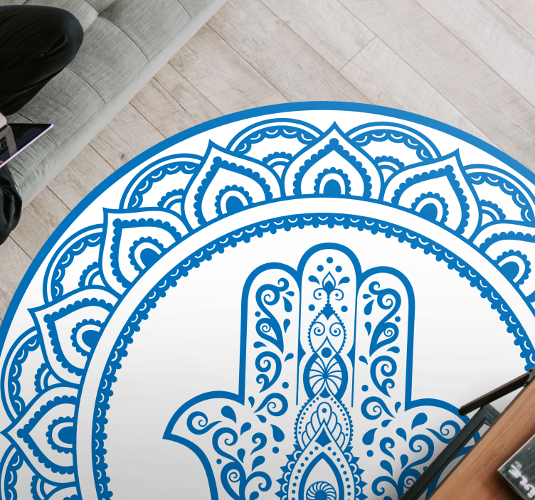 Ronde hand van fatima vinyl tapijt mandala - TenStickers