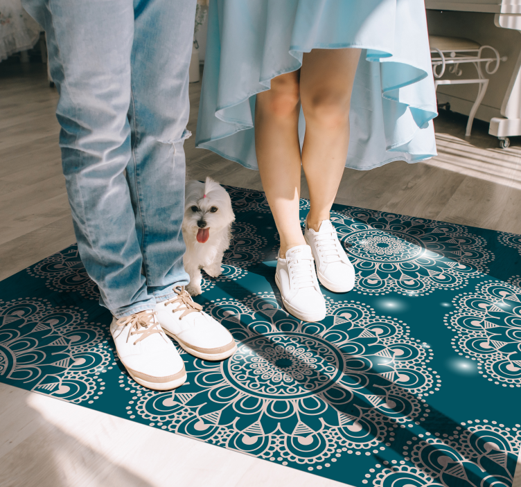 Blauw magisch patroon vinyl tapijt mandala - TenStickers