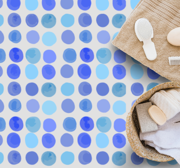 Blauw stippenpatroon vinyl tapijt badkamer - TenStickers