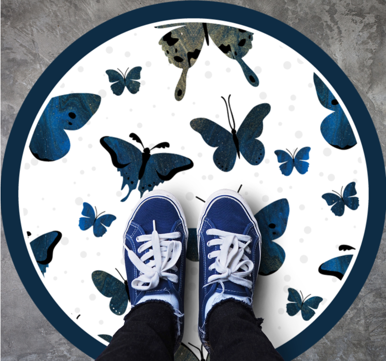 Blauw vlindermotief dieren vinyl tapijt - TenStickers