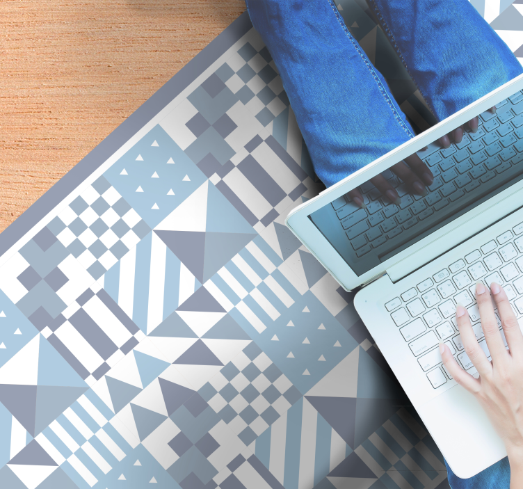 Blauwe geometrische patronen vinyl tapijt tegels - TenStickers