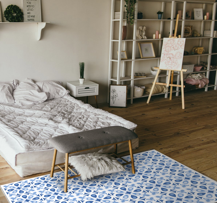 Blauwe patroontegel vinyl tapijt tegels - TenStickers