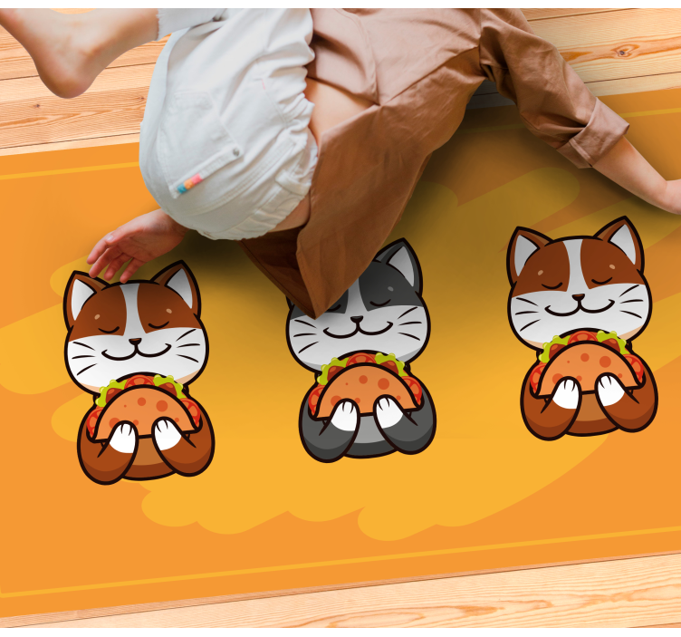 Blij katten trio vinyl tapijt voor meer kinderen - TenStickers