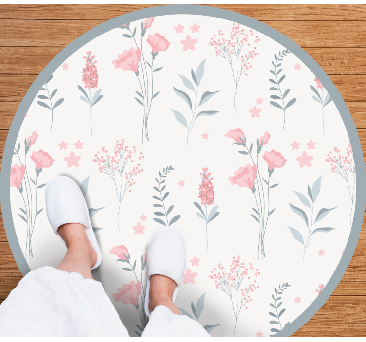 Bloeiend elegant patroon vinyl tapijt bloemen en planten - TenStickers