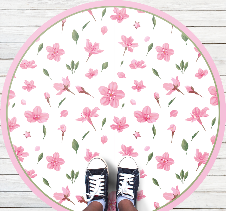 Bloeiende roze flora vinyl tapijt bloemen en planten - TenStickers