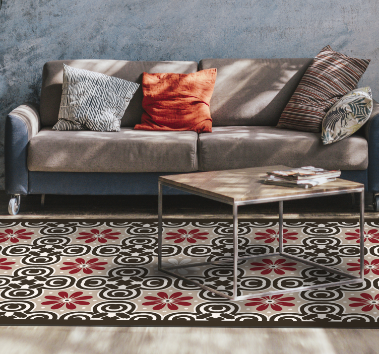 Bloemen cirkelvormige patronen vinyl tapijt tegels - TenStickers