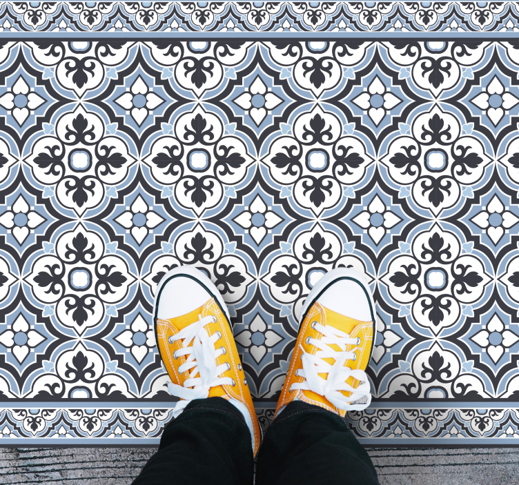 Bloemen geo patroon marmeren vinyl tapijt - TenStickers