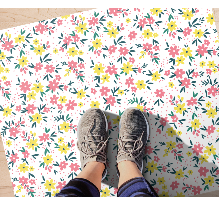 Bloemen lente vinyl tapijt bloemen en planten - TenStickers
