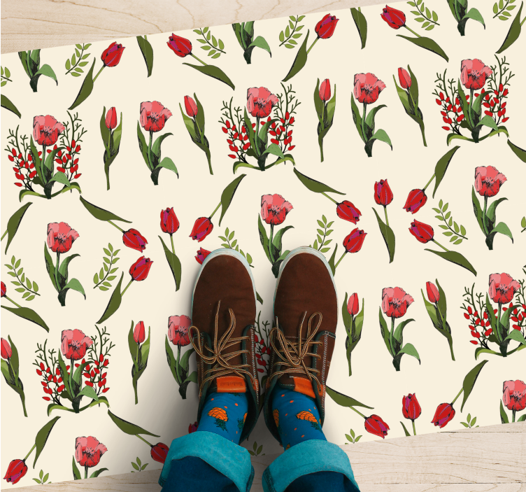 Bloeimotief vinyl tapijt bloemen en planten - TenStickers