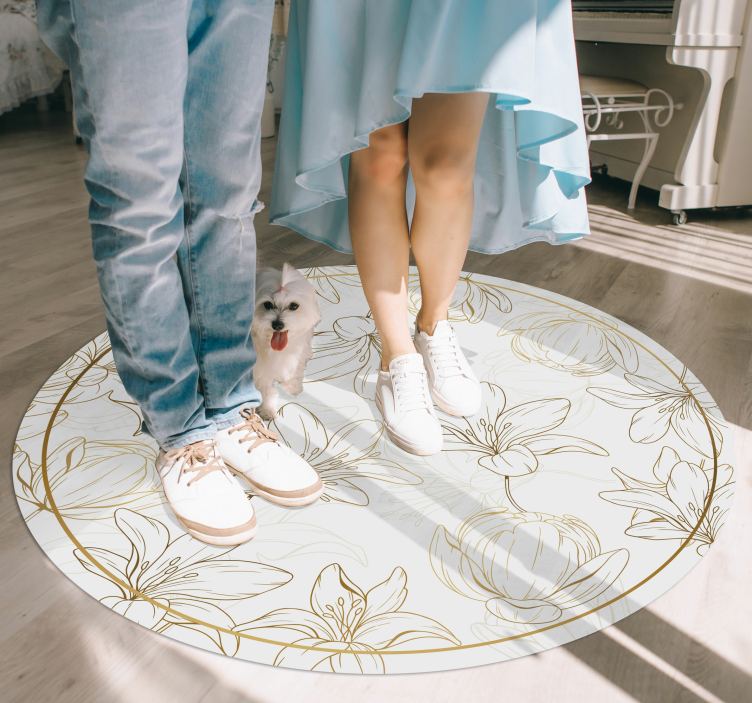 Bloemencirkelpatroon vinyl tapijt bloemen en planten - TenStickers