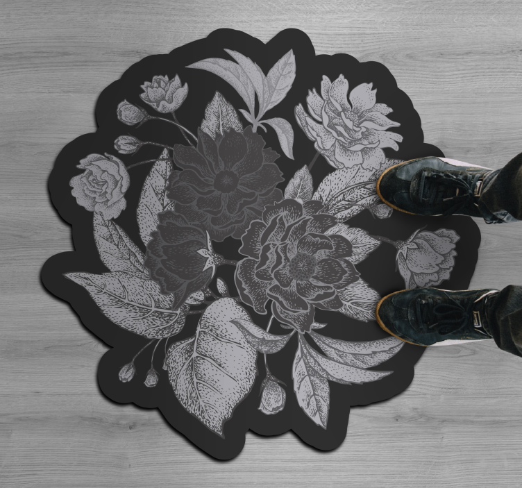 Bloemencontourdisplay vinyl tapijt bloemen en planten - TenStickers