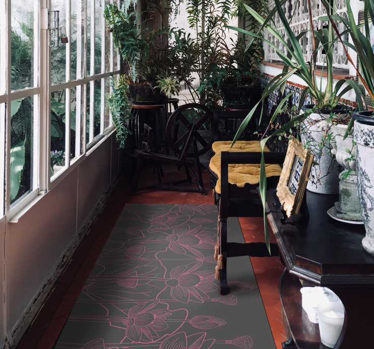 Bloemencontourschets vinyl tapijt bloemen en planten - TenStickers