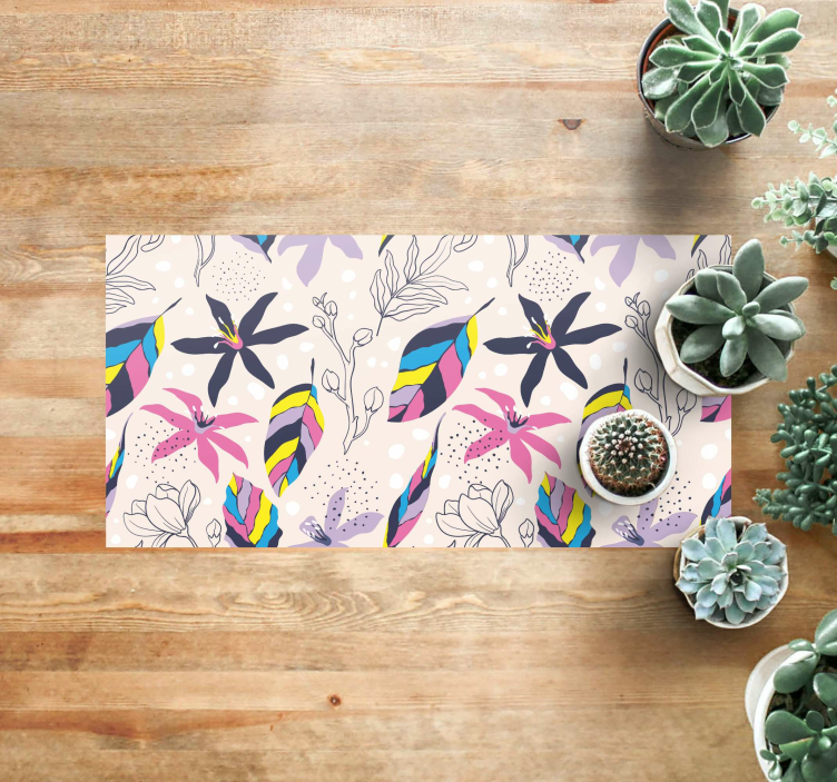 Bloemenfantasie vinyl tapijt bloemen en planten - TenStickers