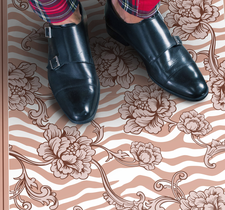 Zebra bloemenfusie vinyl tapijt slaapkamer - TenStickers