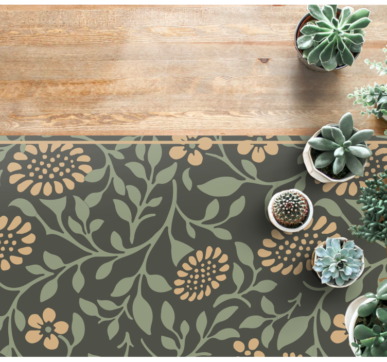 Zonnebloemgroen patroon vinyl tapijt bloemen en planten - TenStickers