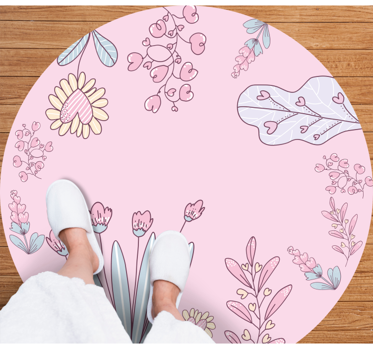 Bloemenhartpatronen vinyl tapijt bloemen en planten - TenStickers