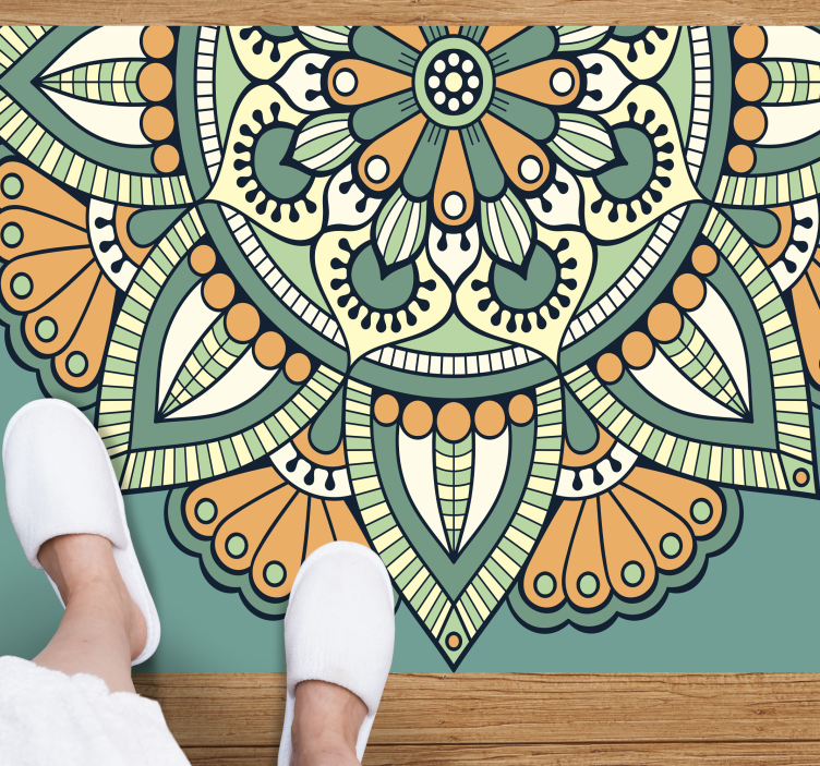 Half bloemenmotief vinyl tapijt mandala - TenStickers