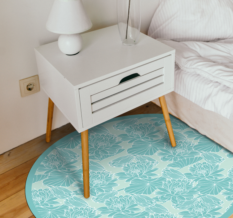 Bloemenmotief cirkel vinyl tapijt bloemen en planten - TenStickers