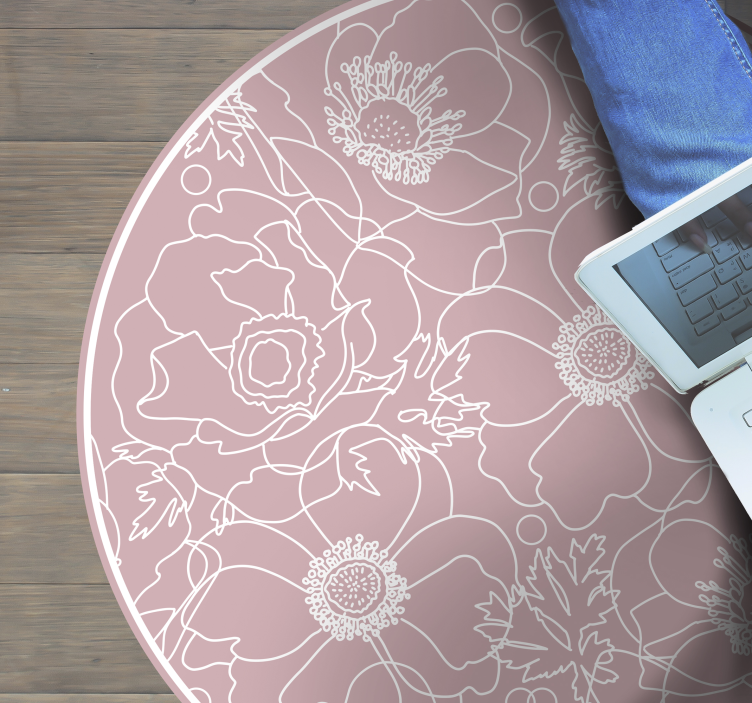 Bloemenomtrekmotief vinyl tapijt bloemen en planten - TenStickers