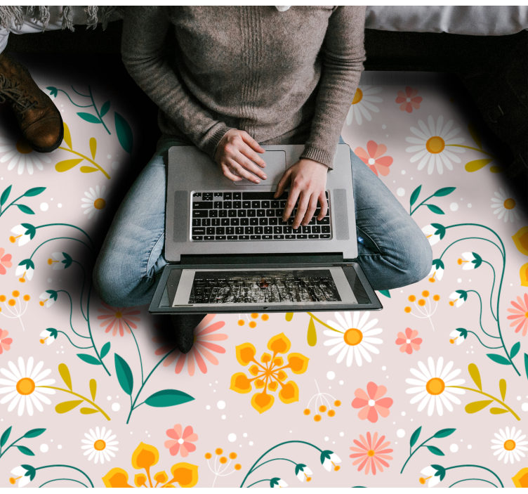 Madeliefjesveld ontwerp vinyl tapijt bloemen en planten - TenStickers