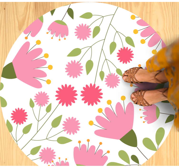 Bloemenpatroon genot vinyl tapijt bloemen en planten - TenStickers
